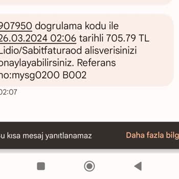 Lidio Ödeme Hizmetleri Faturam Gerçekleşmedi Bir An Önce İşlem Yapılmasını İstiyorum