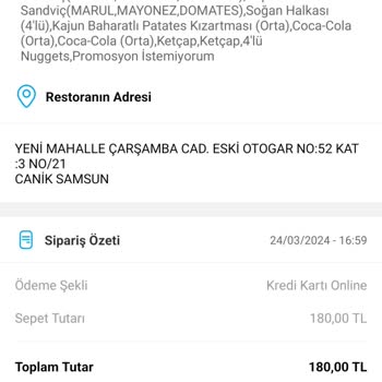 Samsun Piazza Popeyes Bayat Hamburger Satıyor.