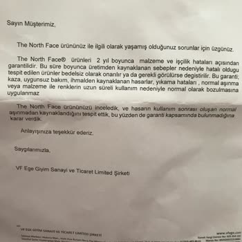 Samuray Sport Northface Ayakkabı Ürününüzün Arkasında Durmuyorsunuz