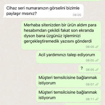 Dyson Alışveriş Sırasında Hata Vermesi