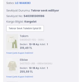 1 Haftadır Kargoda Bekleyen Sipariş LCW!