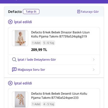 DeFacto Siparişleri Sürekli İptal Olmakta!