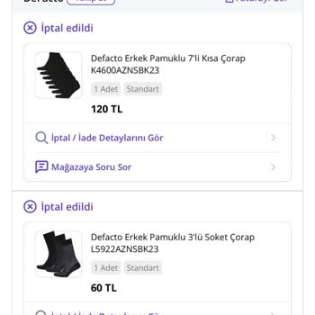 DeFacto Siparişleri Sürekli İptal Olmakta!