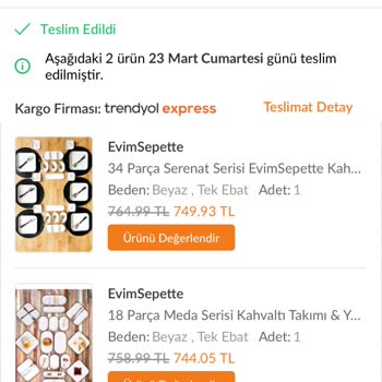 Trendyol Express Trendyol Firmasının Eksik Ürün Göndermesi
