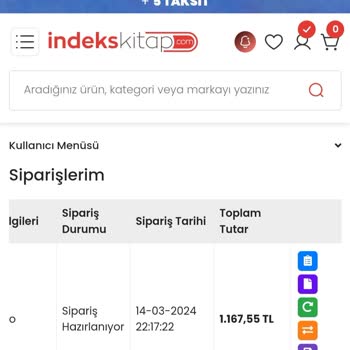 İndeks Kitap Sipariş Gecikmesi Gelmemesi
