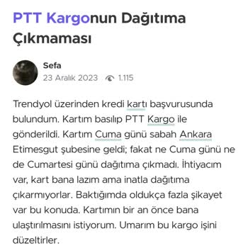 PTT Kargo Gerçekleme Düzenlendi Diyerek Kargoyu Getirmiyor