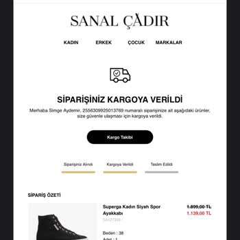Sanal Çadır-kargo Takip Verilmemesi