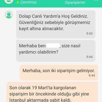 Dolap Siparişim Trendyol Expres Kargo'da Kayboluyor