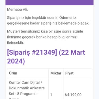 Caddesa, Com Üçlü Ankastre Seti Aldım Parayı Yatırdım Ürün Gelmiyor