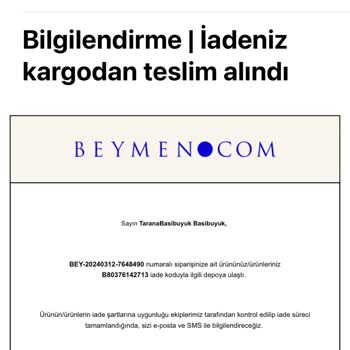 Beymen İadesinin Bir An Önce Tamamlanması