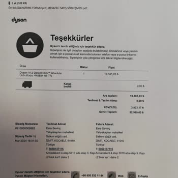 Dyson V12 Ödeme Alındı Ama Ürün Gönderilmiyor