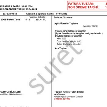 Vodafone İade Ve Düzeltme Ücreti