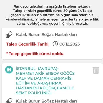 MHRS - 182 Küçükçekmece KBB Randevu 1 Senedir Yok