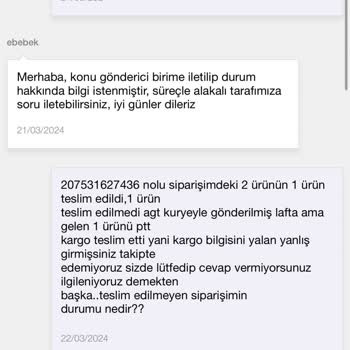 ebebek Eksik Ve Yanlış Teslimatla İlgili Müşteri Mağduriyeti