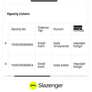 Slazenger Kartıma İademi Yapmıyor