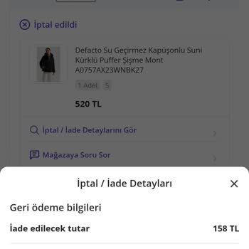 DeFacto Mont Siparişi Hk