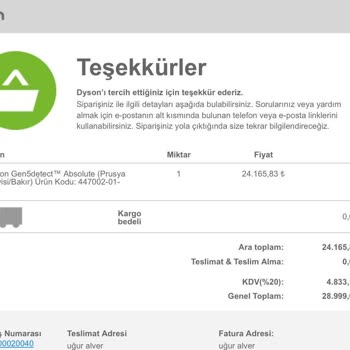 Dyson Sipariş Sorunlar ( 7 Gündür Kargolanmayan Ürün )