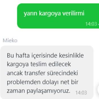 MIEKO Mieko 48 Saat İçin De Kargo Diyor 3 Gündür Ürünüm Kargoya Verilmedi