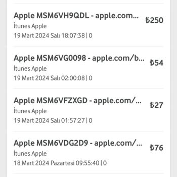 Vodafone Mobil Ödeme İle İtunes İçin Benden Habersiz İşlem Yapılmış.