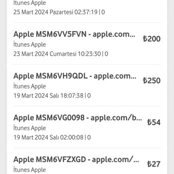 Vodafone Mobil Ödeme İle İtunes İçin Benden Habersiz İşlem Yapılmış.
