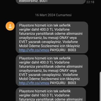 Vodafone'un Benim Onayım Olmadan Onayladığı Mobil Ödeme Şikayet Bilgisi