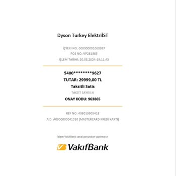 Dyson Siparişim Hakkında Bilgi Verilmemiştir