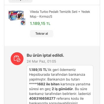 Hepsiburada Alınan Ürünün Habersizce İptal Edilmesi