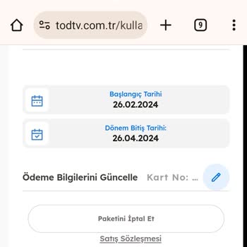 TOD Tv Tod İptal İşlemi