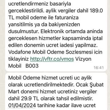 Vizyon Elektronik Para Vodafone Faturama İzinsiz Ek Ücret Yansıtıldı