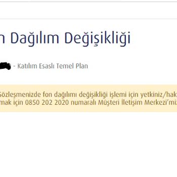 Türkiye Sigorta Fon Değişliği Yapılamıyor.