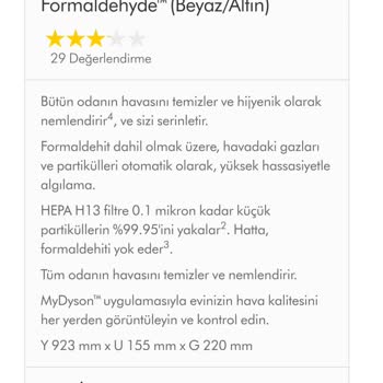 Dyson Purifier Humidify+Cool Formaldehyde™ Stok Yok
