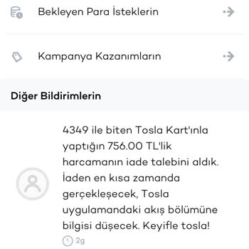 Tosla Para İadem Gecikti