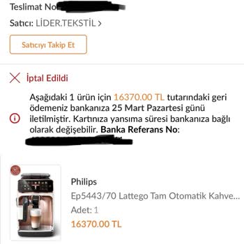 Trendyol Mağazalarına Sahip Çıkmıyor (Philips Kahve Makinesi Mağduru)