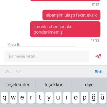 Haramidere Starbucks Eksik Ürün Gönderimi