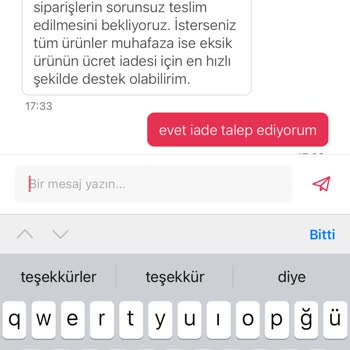 Haramidere Starbucks Eksik Ürün Gönderimi