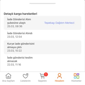 Hepsijet İade Kargom Dağıtım Merkezi Şubesinde Bekliyor