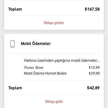 Vodafone Mobil Ödeme Hizmet Bedeli