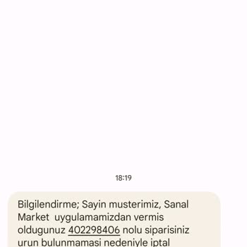 Migros'un Siparişimi İptal Etmesi