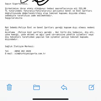 Türkiye Sigortanın Provizyon Ödememesi