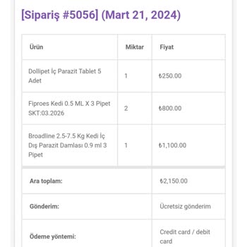 Vetmarketim.com Eksik Ürün