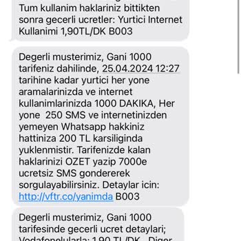 Vodafone 1000 Dakikalık Paketimin Hızlı Bitmesi Sorunu