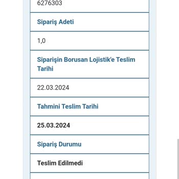 Borusan Lojistik Ürünümü Teslim Etmedi.