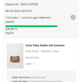 Tuba Butik İade Ücretini Hesabıma Aktarmadı