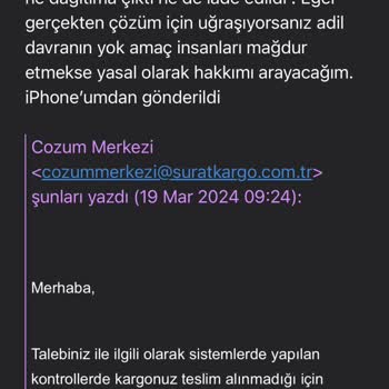 Sürat Kargo Tarafından Mağdur Ediliyorum