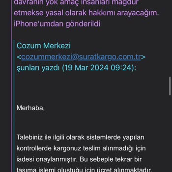 Sürat Kargo Tarafından Mağdur Ediliyorum