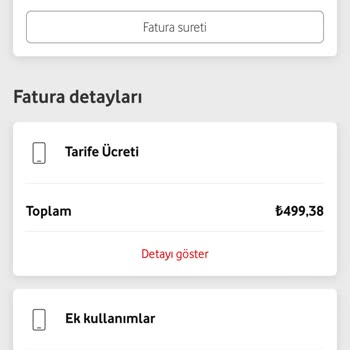 Vodafone Tarife Fiyatının Uygulamayla Faturada Farklı Olması