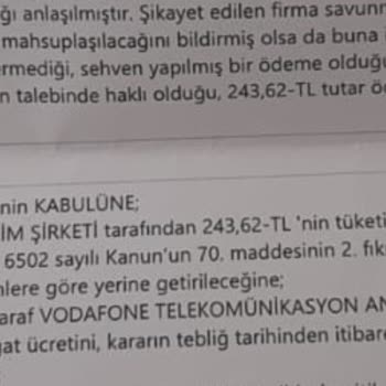 Vodafone Hak Ettiğim İademi Alamıyorum Ödemiyorlar Muhatap Yooookk