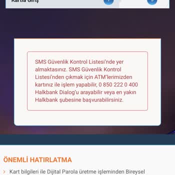 Halkbank SMS Kontrol Güvenlik Listesi