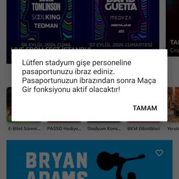 Passolig Maça Gir Pasaport İbraz