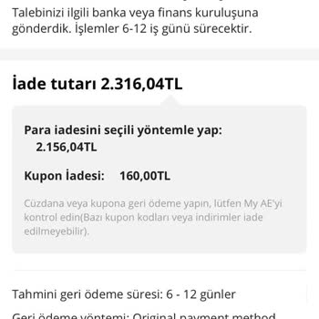 Aliexpress İptal Ettiği Siparişimin Para İadesini Yapmıyor